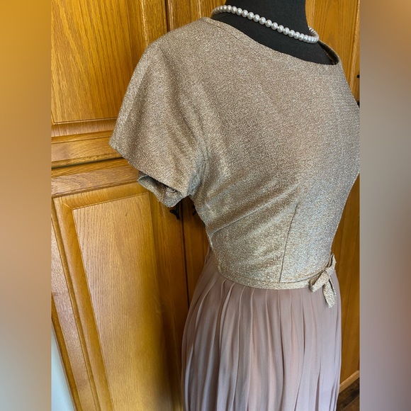 AUTHENTIC VINTAGE HANDMADE MADMEN RETRO PINUP SPARKLE CHIFFON DRESS - Picture 6 of 8